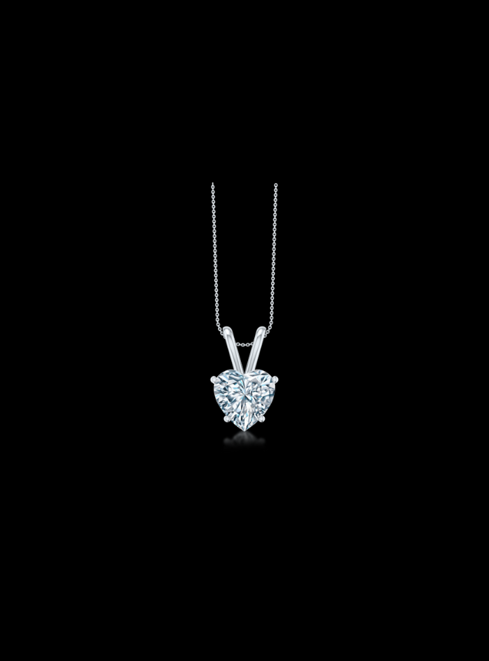 Lab Grown Diamond Solitaire Pendant-14K White Gold-4 Prong-Heart Shape 0.50 ct TW